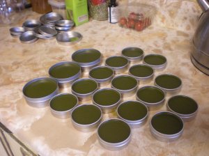 Salve made with herbal oil.